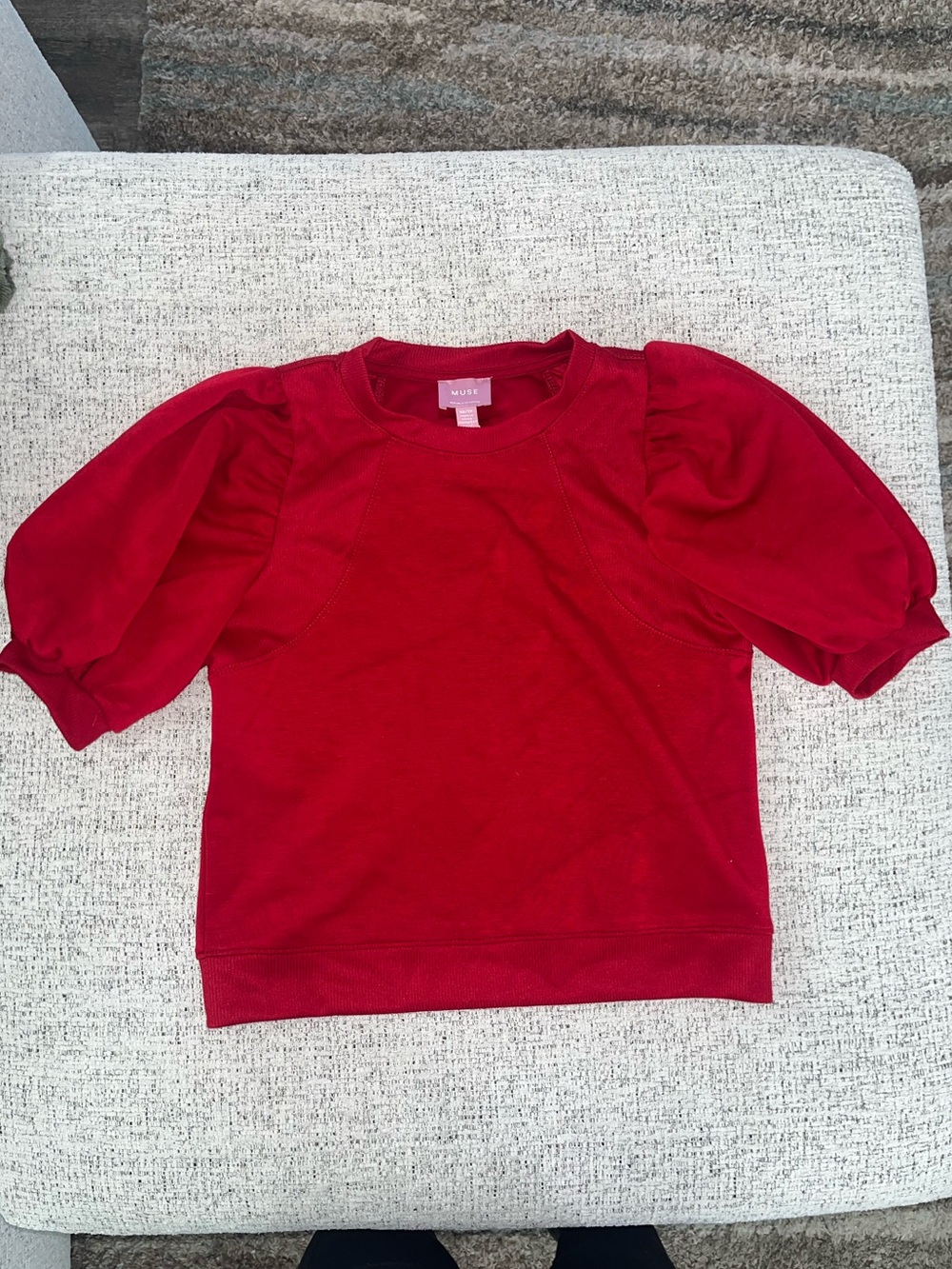 Muse Red Puff-Sleeve Sweatshirt